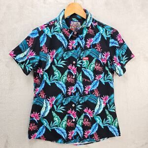 Dixxon Shirt Hawaiian Turks Youth Party Sz M Short Sleeve Button Up Floral Print
